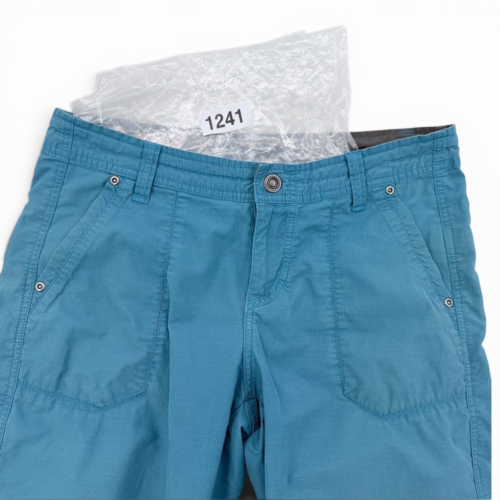 KUHL Capri Pants Womens 8 Blue Teal Embroidered Floral Hiking Utility - Picture 7 of 7